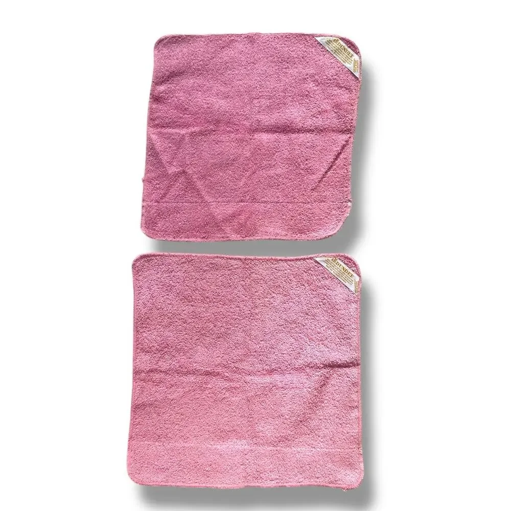 Vtg Dundee Brand Lace Trim Pink Face Cloth Cotton Floral Butterfly Cottage New